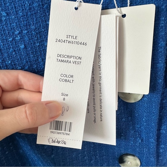 NWT VERONICA BEARD TAMARA VEST blue COBALT SZ
US 8 - Picture 7 of 11